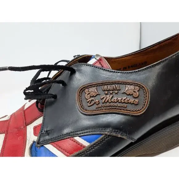Vintage Dr. Martens Oxford Shoes Union Jack British Flag England Men's Size 7.5 - Picture 13 of 16